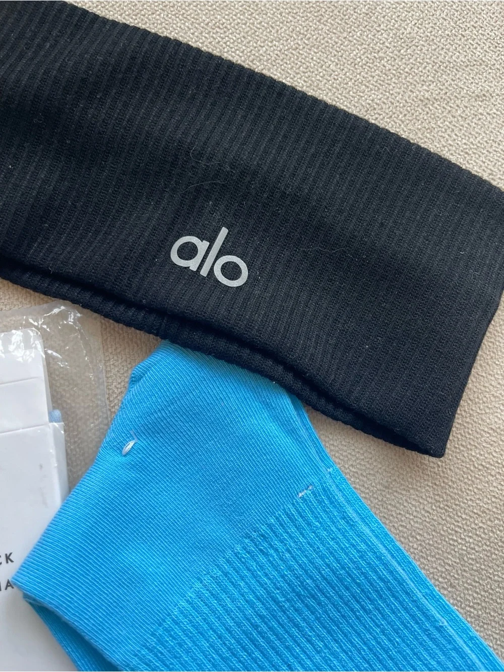 ALO Yoga Men’s Bright Blue Athletic Crew Socks with White Stripe